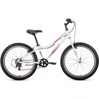 Велосипед FORWARD IRIS 24 1.0 (2022) белый/розовый Велосипед FORWARD IRIS 24 1.0 (2022) белый/розовый